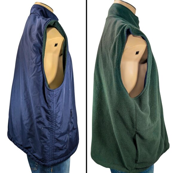 Spalding Athletic XL Vintage Reversible Blue & Green Fleece Full Zip Vest - Picture 5 of 9